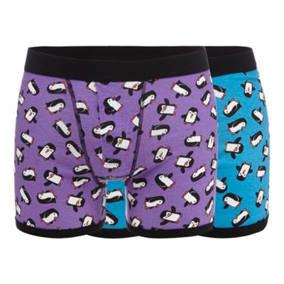 Red Herring Pack of two purple penguin button boxers